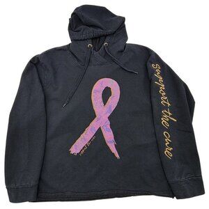 Live Breathe Fight Womens L Hoodie Cancer Awareness Support The Cure Pink Ribbon